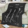 FENDER BASS BLUEPRINT BEST SELLER FLEECE BLANKET GIFT FOR FAN