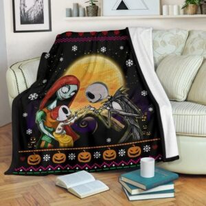 JACK SKELLINGTON AND SALLY FAMILY FLEECE BLANKET GIFT FOR FAN