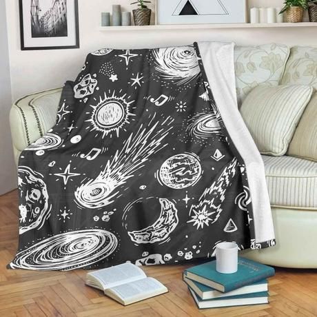 BLACK WHITE GALAXY OUTER SPACE BEST SELLER FLEECE BLANKET GIFT FOR FAN BLACK WHITE GALAXY OUTER SPACE BEST SELLER FLEECE BLANKET GIFT FOR FAN