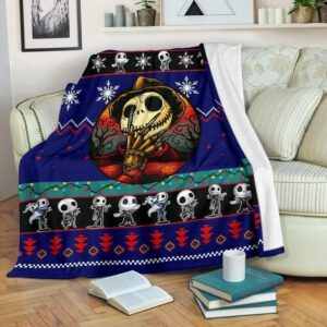 JACK SKELLINGTON CHRISTMAS FLEECE BLANKET GIFT FOR FAN