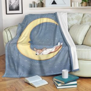 MOONLIGHT CORGI DOG LOVERS FLEECE BLANKET GIFT FOR FAN