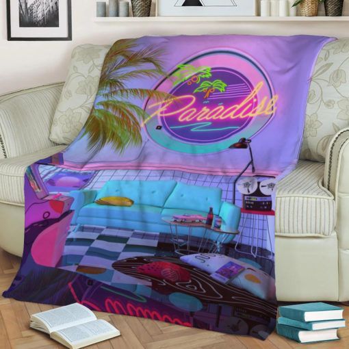 VINTAGE PARADISE WAVE FLEECE BLANKET GIFT FOR FAN VINTAGE PARADISE WAVE FLEECE BLANKET GIFT FOR FAN