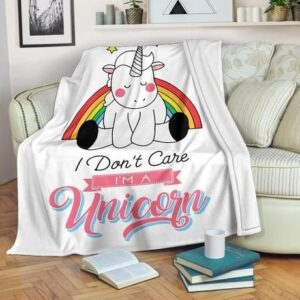 FUNNY GIFT I DON’T CARE I’M A UNICORN BEST SELLER FLEECE BLANKET GIFT FOR FAN