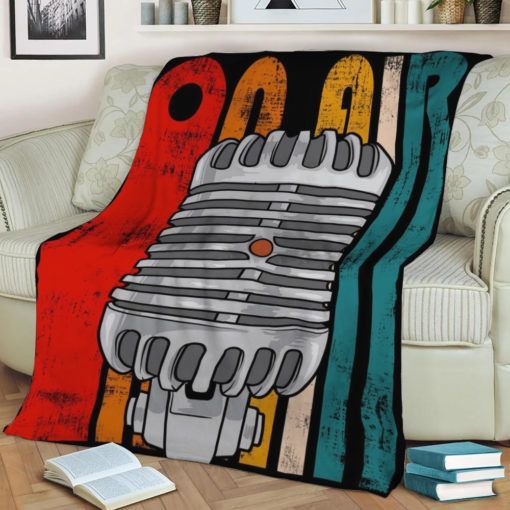 ON AIR RADIO MICROPHONE VINTAGE FLEECE BLANKET GIFT FOR FAN ON AIR RADIO MICROPHONE VINTAGE FLEECE BLANKET GIFT FOR FAN