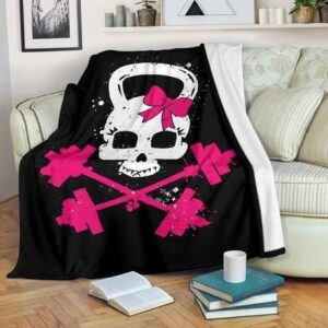 PINK GYM SKULL FLEECE BLANKET GIFT FOR FAN