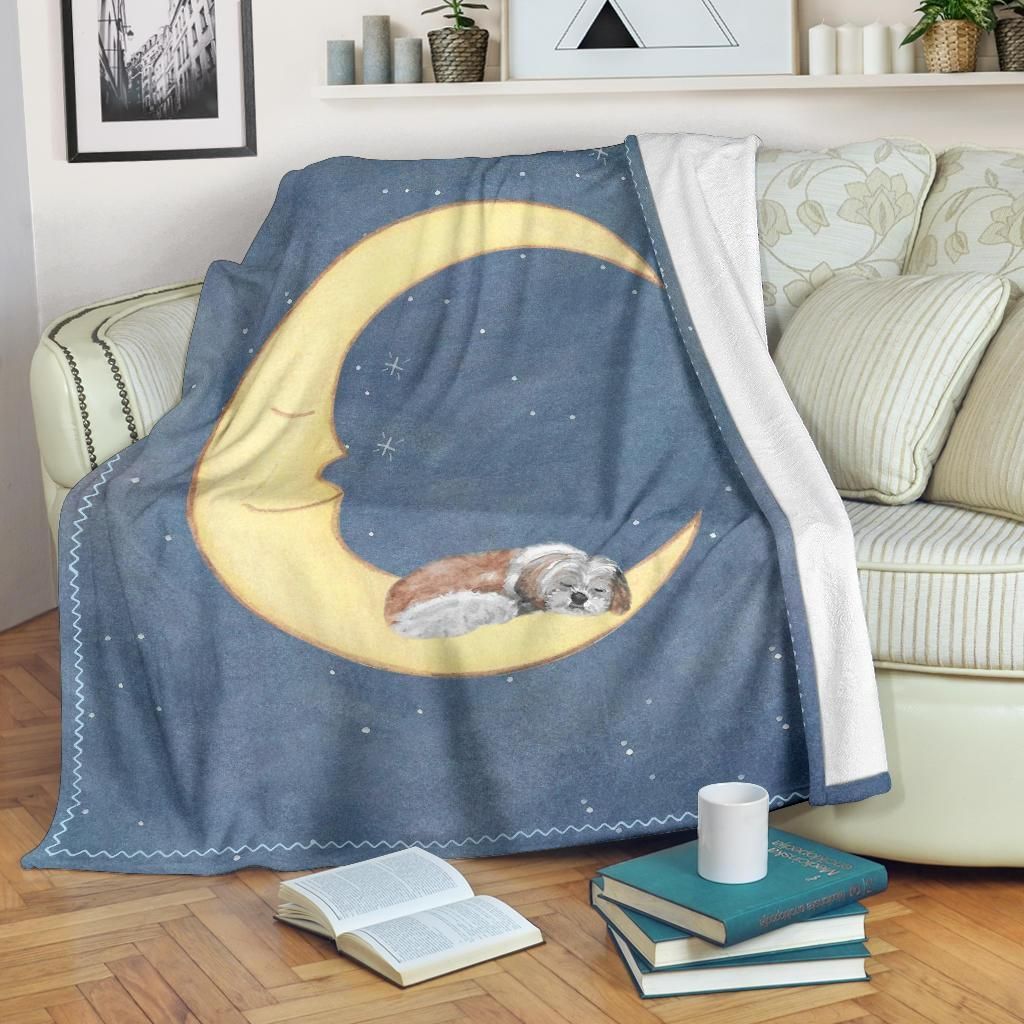MOONLIGHT SHIH TZU DOG LOVERS FLEECE BLANKET GIFT FOR FAN MOONLIGHT SHIH TZU DOG LOVERS FLEECE BLANKET GIFT FOR FAN