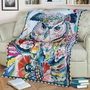 COLORFUL OWL GIFT FOR OWL LOVERS BEST SELLER FLEECE BLANKET GIFT FOR FAN