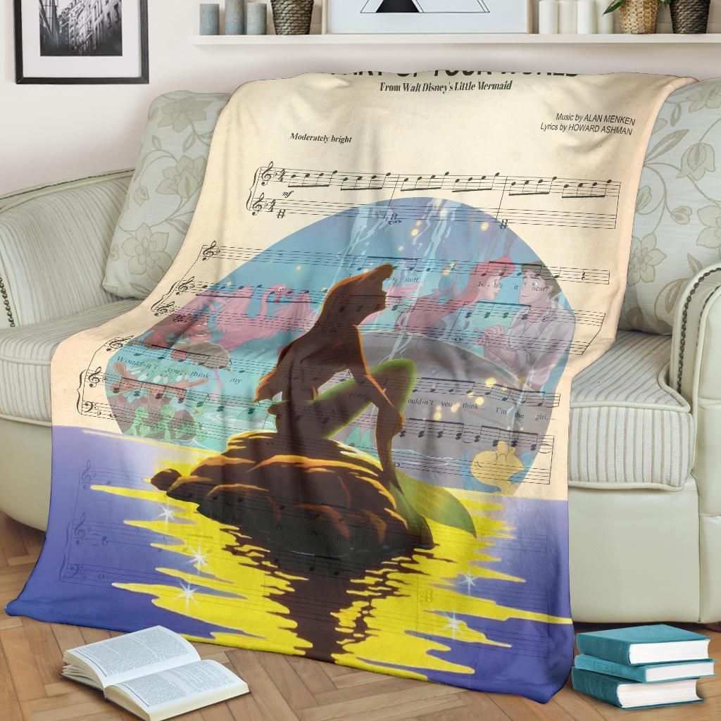 LITTLE MERMAID MUSIC LYRIC FLEECE BLANKET GIFT FOR FAN LITTLE MERMAID MUSIC LYRIC FLEECE BLANKET GIFT FOR FAN