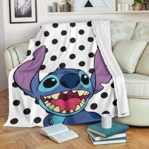 FACE STITCH DISNEY POLKA DOTS FLEECE BLANKET GIFT FOR FAN
