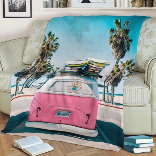 VAN LIFE IN PINK FLEECE BLANKET GIFT FOR FAN VAN LIFE IN PINK FLEECE BLANKET GIFT FOR FAN