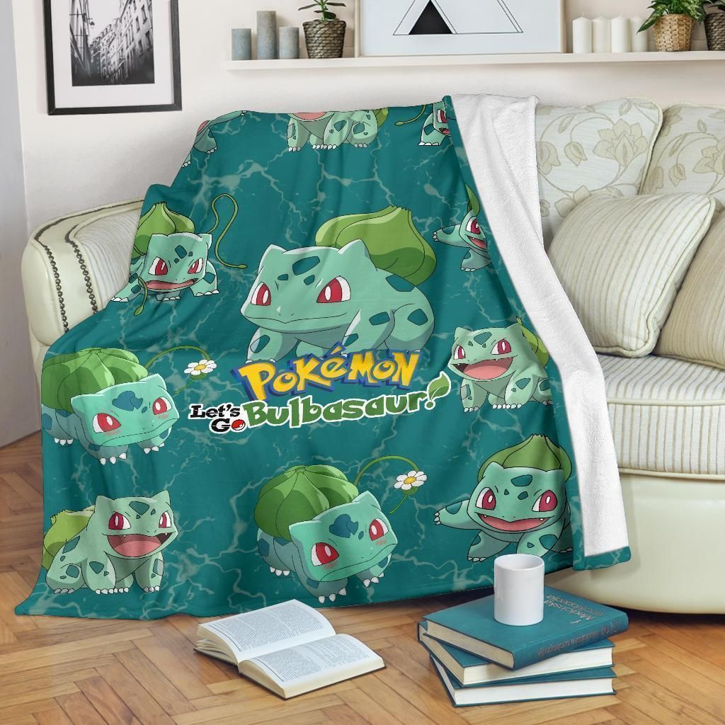 LET’S GO BULBASAUR POKEMON FLEECE BLANKET GIFT FOR FAN LET’S GO BULBASAUR POKEMON FLEECE BLANKET GIFT FOR FAN