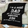 PROUD DAD FATHER’S DAY FLEECE THROW BLANKET BEST SELLER FLEECE BLANKET GIFT FOR FAN