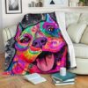 GIFT FOR DOG LOVERS COLORFUL PIT BULL SMILE BEST SELLER FLEECE BLANKET GIFT FOR FAN