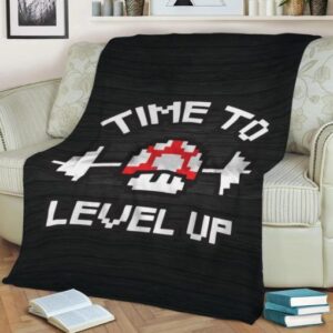 GAME TIME TO LEVEL UP WORKOUT FLEECE BLANKET GIFT FOR FAN