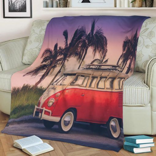 SURF VAN FLEECE BLANKET GIFT FOR FAN SURF VAN FLEECE BLANKET GIFT FOR FAN