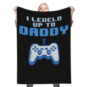 LEVELED UP TO DAD FLEECE THROW BLANKET BEST SELLER FLEECE BLANKET GIFT FOR FAN