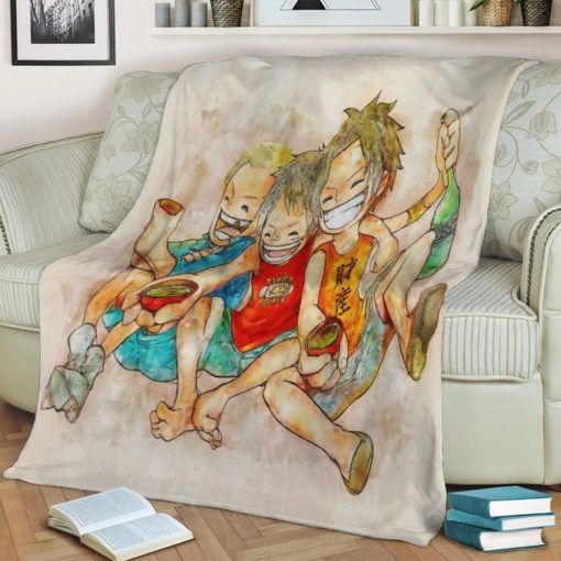MONKEY D LUFFY SABO PORTGAS ANIME JAPAN BEST SELLER FLEECE BLANKET GIFT FOR FAN MONKEY D LUFFY SABO PORTGAS ANIME JAPAN BEST SELLER FLEECE BLANKET GIFT FOR FAN