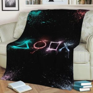 PLAYSTATION BUTTONS FANS NEON FLEECE BLANKET GIFT FOR FAN