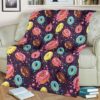 COLORFUL DONUT FAST FOOD FLEECE BLANKET GIFT FOR FAN