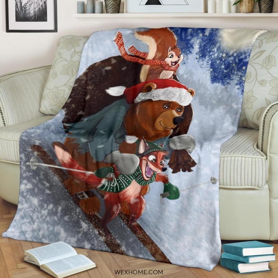 SKIING CHRISTMAS BEST SELLER FLEECE BLANKET GIFT FOR FAN SKIING CHRISTMAS BEST SELLER FLEECE BLANKET GIFT FOR FAN