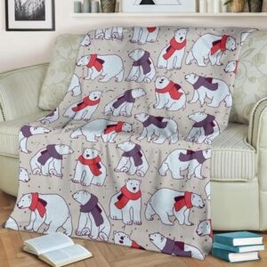 POLAR BEAR WITH SCARF BEST SELLER FLEECE BLANKET GIFT FOR FAN