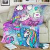 FUNNY RAINBOW UNICORN AND CAT BEST SELLER FLEECE BLANKET GIFT FOR FAN
