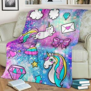 FUNNY RAINBOW UNICORN AND CAT BEST SELLER FLEECE BLANKET GIFT FOR FAN