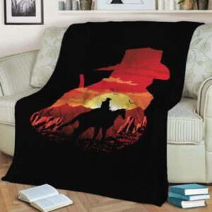 RED SUNSET FLEECE BLANKET GIFT FOR FAN