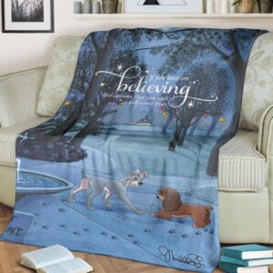 KEEP ON BELIEVING LADY AND THE TRAMP DISNEY BEST SELLER FLEECE BLANKET GIFT FOR FAN