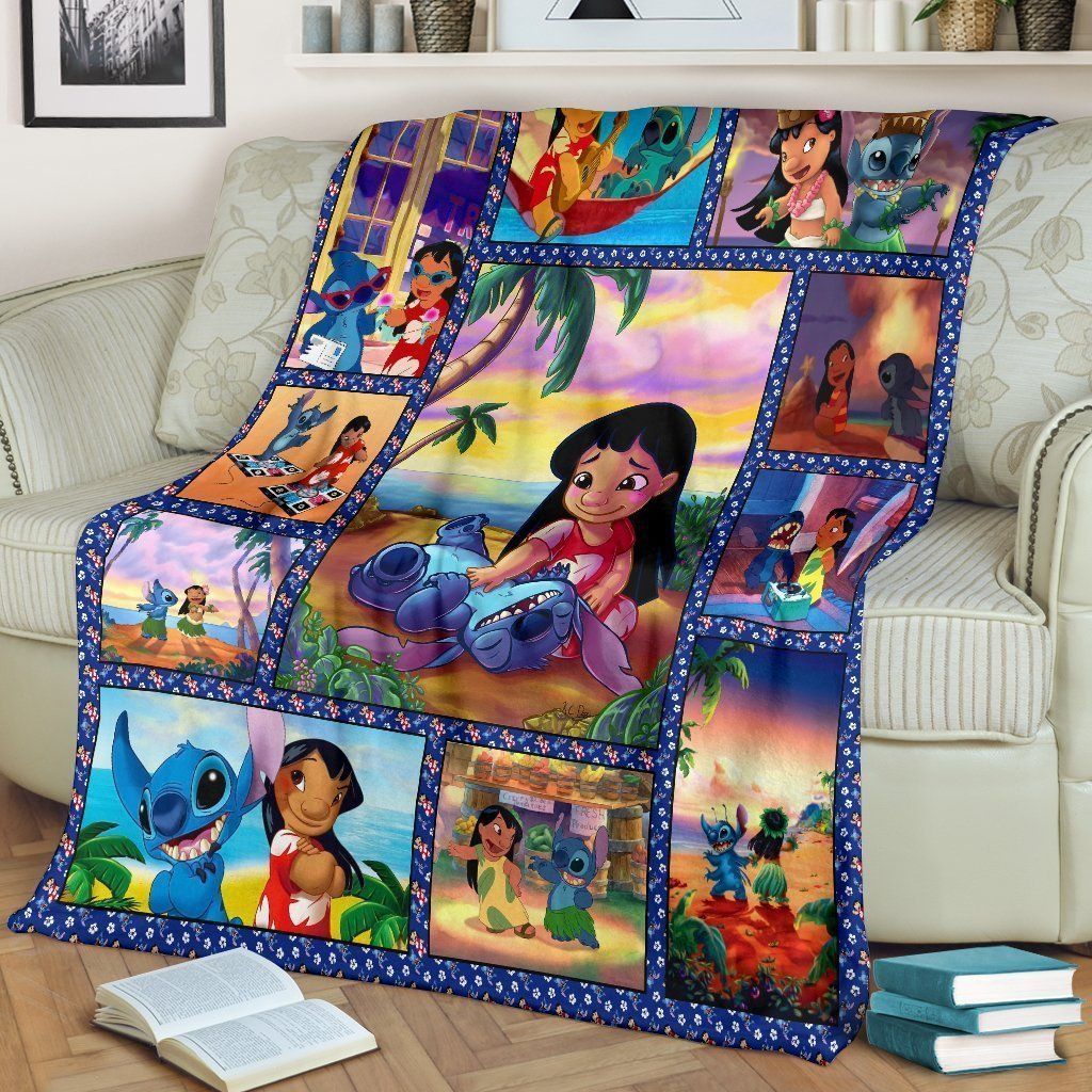 STITCH AND LILO BEST FRIENDS BEST SELLER FLEECE BLANKET GIFT FOR FAN STITCH AND LILO BEST FRIENDS BEST SELLER FLEECE BLANKET GIFT FOR FAN