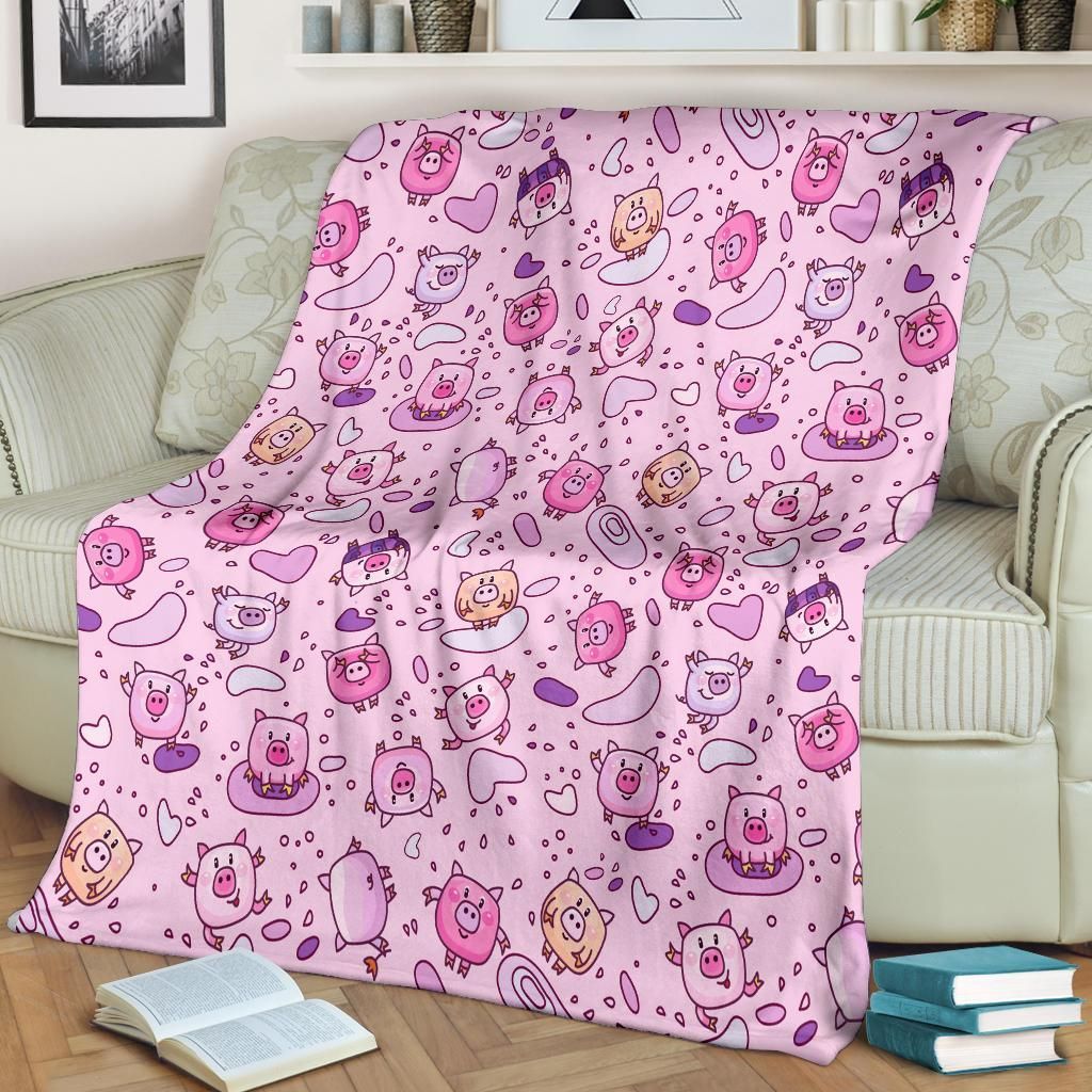 PIG KAWAII PINK FLEECE BLANKET GIFT FOR FAN PIG KAWAII PINK FLEECE BLANKET GIFT FOR FAN