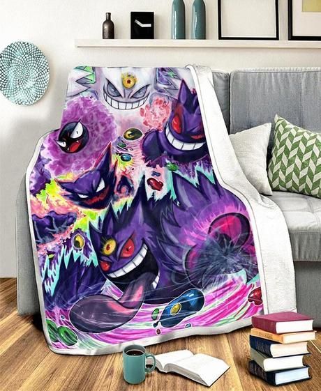 GENGAR POKEMON FLEECE BLANKET GIFT FOR FAN GENGAR POKEMON FLEECE BLANKET GIFT FOR FAN