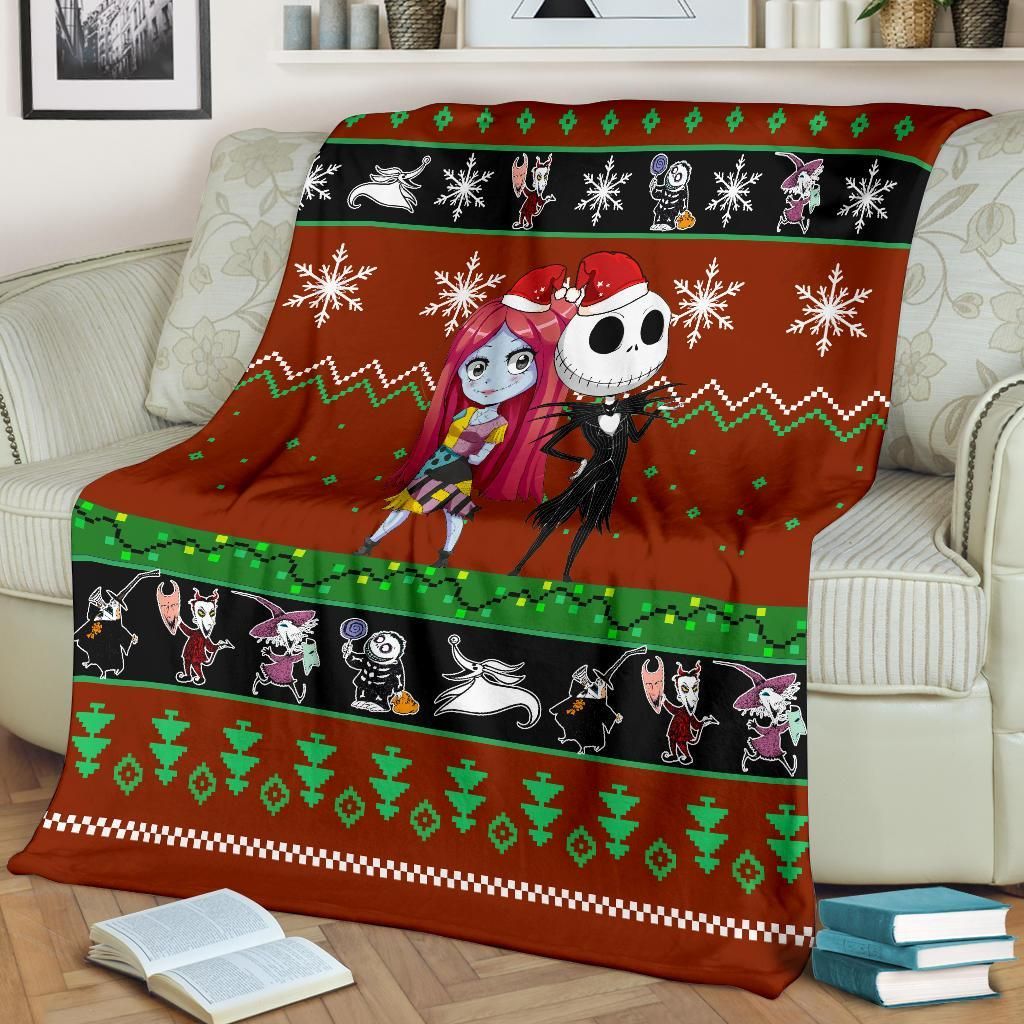 NIGHTMARE BEFORE CHRISTMAS JACK SKELLINGTON AND SALLY FLEECE BLANKET GIFT FOR FAN NIGHTMARE BEFORE CHRISTMAS JACK SKELLINGTON AND SALLY FLEECE BLANKET GIFT FOR FAN