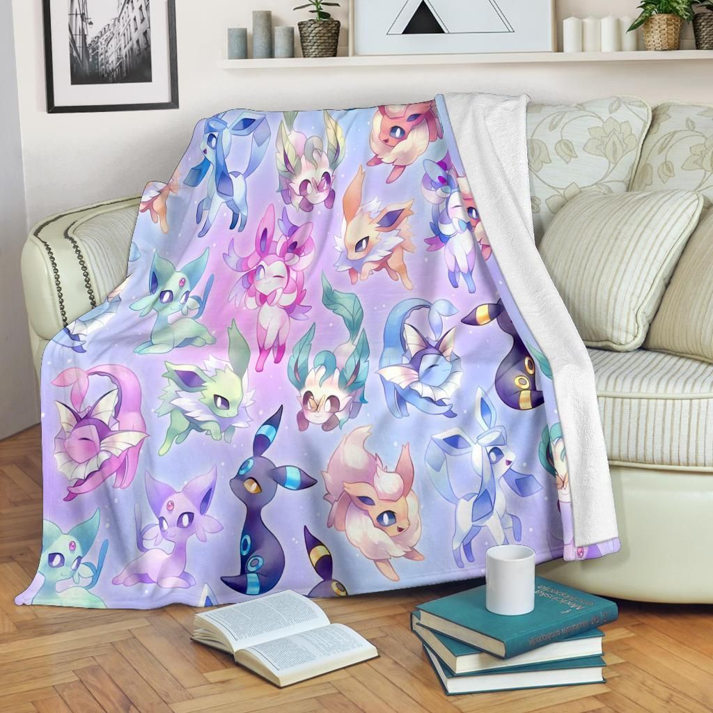 EEVEE EVOLUTION POKEMON FLEECE BLANKET GIFT FOR FAN EEVEE EVOLUTION POKEMON FLEECE BLANKET GIFT FOR FAN