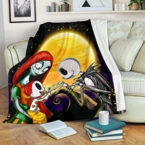 JACK SKELLINGTON AND SALLY FAMILY FLEECE BLANKET GIFT FOR FAN