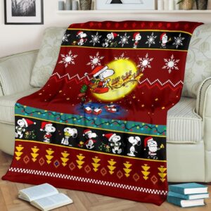 SNOOPY RED CHRISTMAS FLEECE BLANKET GIFT FOR FAN