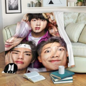 BTS UP CLOSE FLEECE BLANKET GIFT FOR FAN
