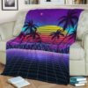 RADIANT SUNSET SYNTHWAVE FLEECE BLANKET GIFT FOR FAN