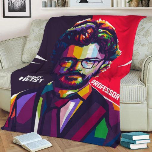 PROFESSOR MONEY HEIST FLEECE BLANKET GIFT FOR FAN PROFESSOR MONEY HEIST FLEECE BLANKET GIFT FOR FAN