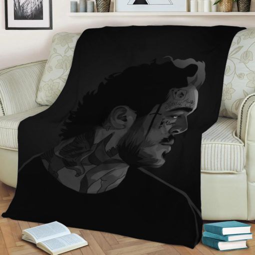 POST MALONE GRAYSCALE FLEECE BLANKET GIFT FOR FAN POST MALONE GRAYSCALE FLEECE BLANKET GIFT FOR FAN