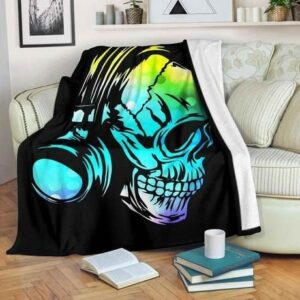 SKULL DJ FLEECE BLANKET GIFT FOR FAN