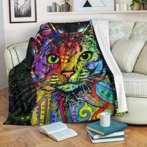 CAT COLORS NEON FLEECE BLANKET GIFT FOR FAN