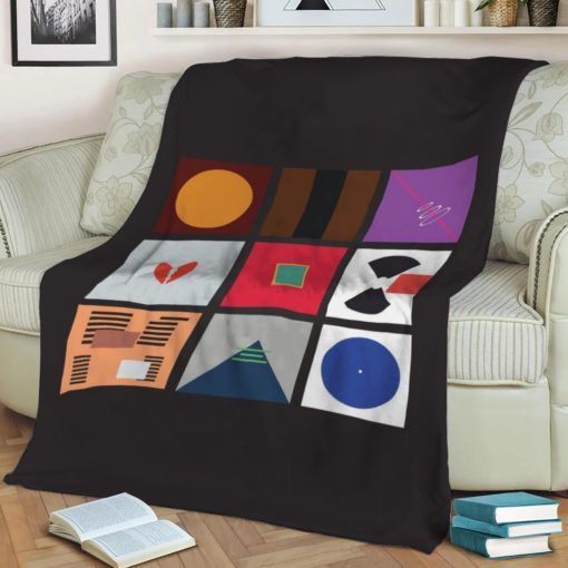 KANYE ALBUM COLLAGE FLEECE BLANKET GIFT FOR FAN KANYE ALBUM COLLAGE FLEECE BLANKET GIFT FOR FAN