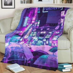 JAPAN RAIN NEON ANIME JAPAN BEST SELLER FLEECE BLANKET GIFT FOR FAN