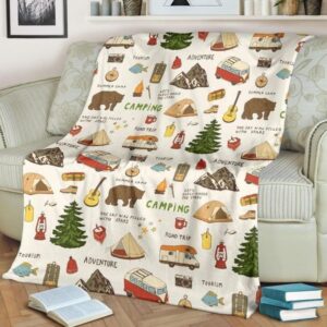 CAMPING FLEECE BLANKET GIFT FOR FAN