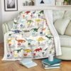 COLORFUL DINO ALPHABET FLEECE BLANKET GIFT FOR FAN