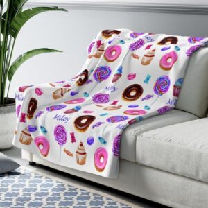 CUPCAKE AND DONUT CUSTOM NAME BEST SELLER FLEECE BLANKET GIFT FOR FAN
