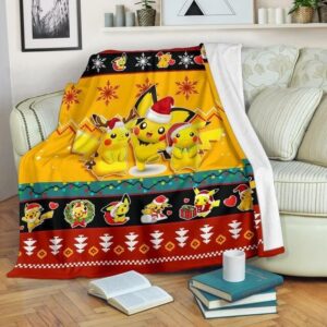 PIKACHU POKEMON CHRISTMAS FLEECE BLANKET GIFT FOR FAN