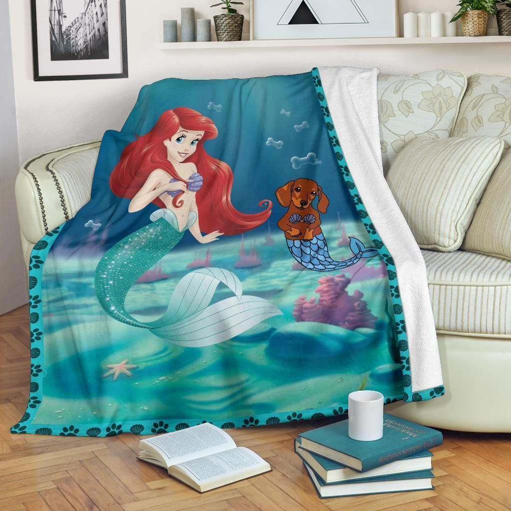 DACHSHUND MERMAID FLEECE BLANKET GIFT FOR FAN DACHSHUND MERMAID FLEECE BLANKET GIFT FOR FAN
