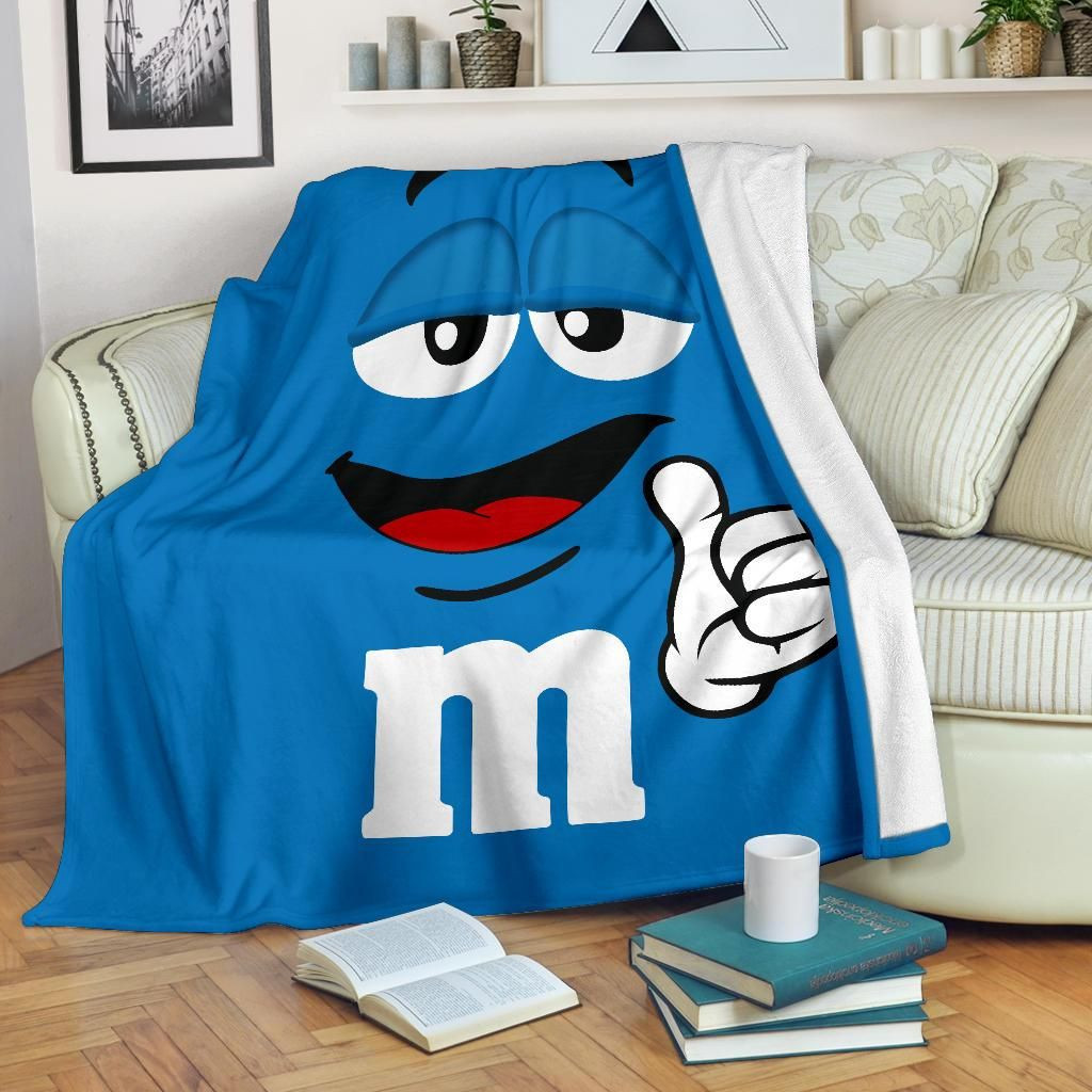 BLUE M&M FLEECE BLANKET GIFT FOR FAN BLUE M&M FLEECE BLANKET GIFT FOR FAN